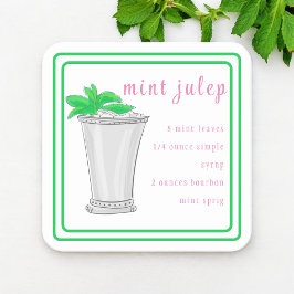Posavasos Receta de Bar de Mint Julep de Derby con Borde Ver