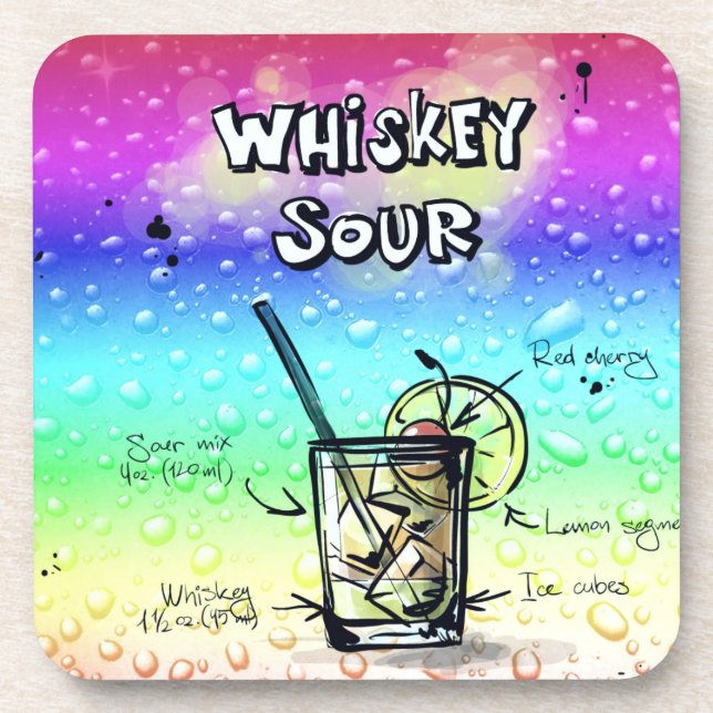 Posavasos Receta de bebida aguda de Whiskey (Frente)