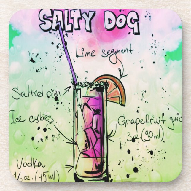 Posavasos Receta de bebida de perro salado (Frente)