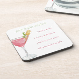 Posavasos Receta de cóctel cosmopolita acuarela
