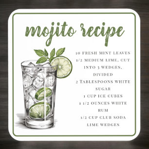 Posavasos Receta de Mojito Borde Verde