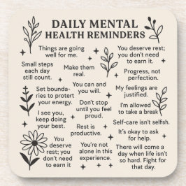 Posavasos Recordatorios diarios de salud mental