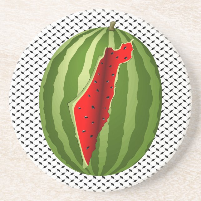 Posavasos Recorte de mapa de la sandía en Palestina (Frente)