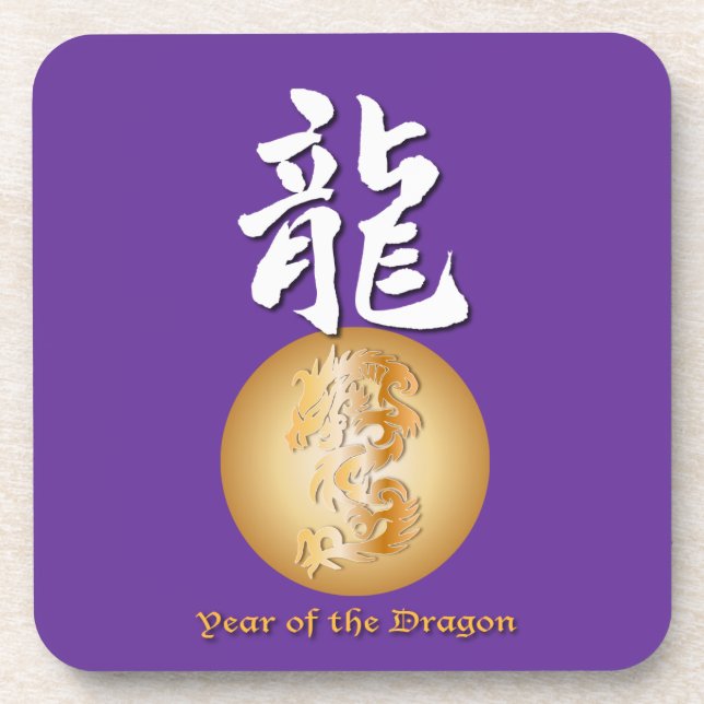 Posavasos Rectángulo del año del dragón (Frente)