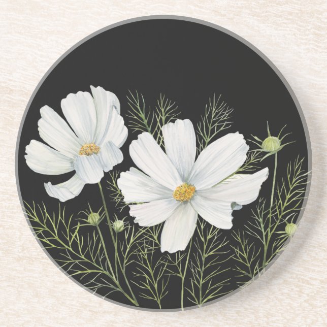 Posavasos Recubrimiento botánico de las flores de cosmos bla (Frente)