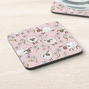 Posavasos Recuento de ovejas en el algodón con caramelo rosa
