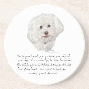Posavasos Recuerdo de hembra de Bichon Frise
