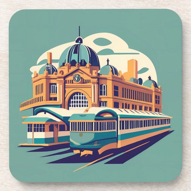 Posavasos Recuerdo de pintura de Melbourne Australia (Frente)