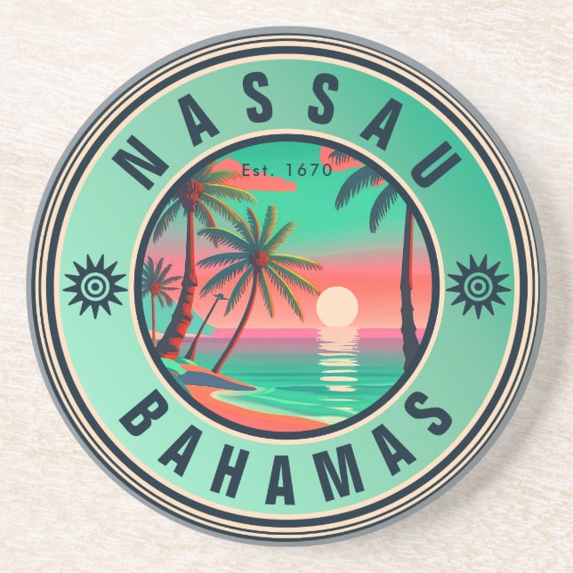 Posavasos Recuerdos de viajes retro de Nassau Bahamas de los (Frente)