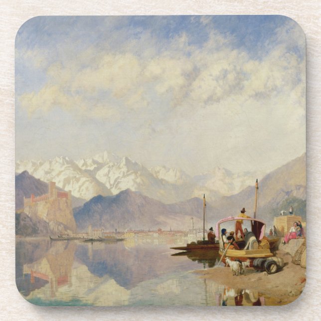 Posavasos Recuerdos del Lago Maggiore, día de mercado en (Frente)