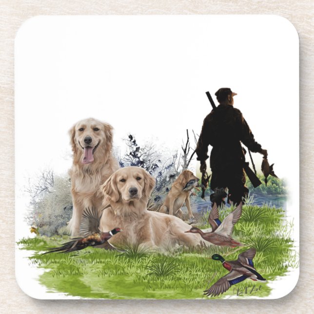 Posavasos Recuperadores de oro - Perros de caza excelentes (Frente)