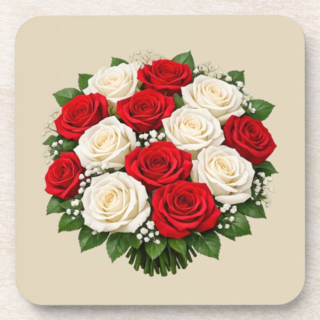 Posavasos Red and white roses (Frente)