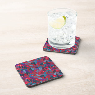 Posavasos Red Berries Patrón floral mínimo Botánica simple