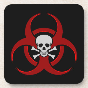 Posavasos Red Biohazard Skull