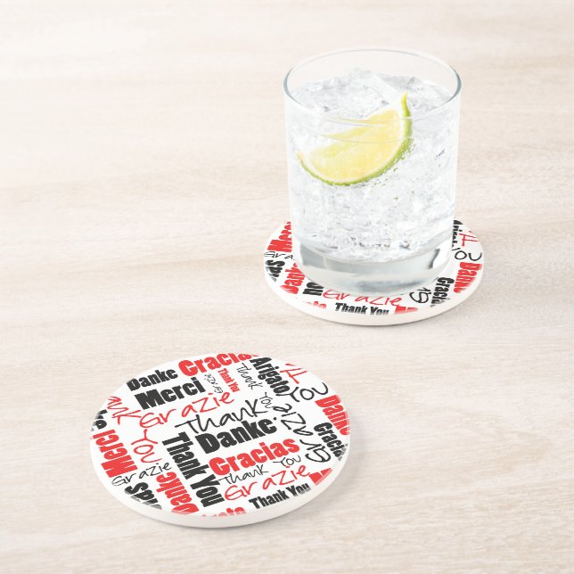 Posavasos Red Black Gracias Word Cloud (Lado)