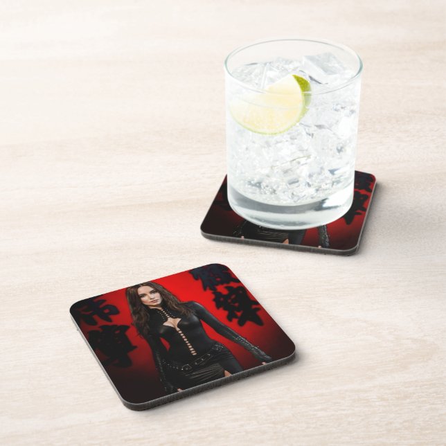 Posavasos Red Black hard plastic coasters (Lado Derecho)