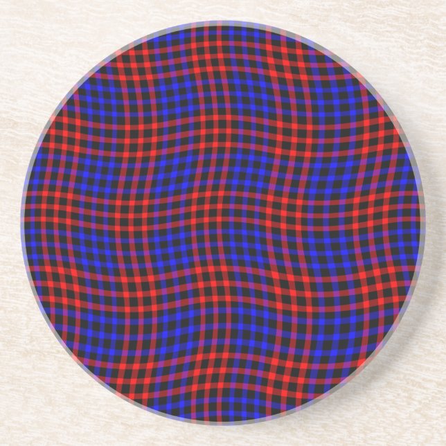 Posavasos Red Blue Plaid Checker Seamless Pattern (Frente)