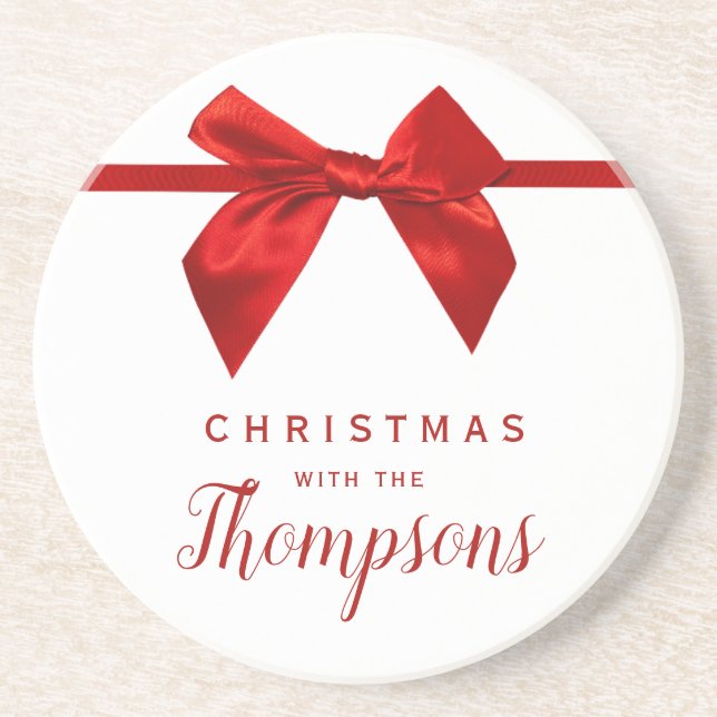 Posavasos Red Bow Christmas Ceramic  (Frente)