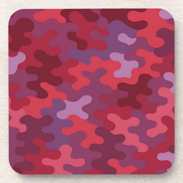 Posavasos Red Burgundy Camo Plastic Coaster Set (Frente)