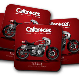 Posavasos Red CafeRacer Motorcycle Coaster | Juego de aletas