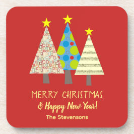 Posavasos Red Christmas Tree Personalized