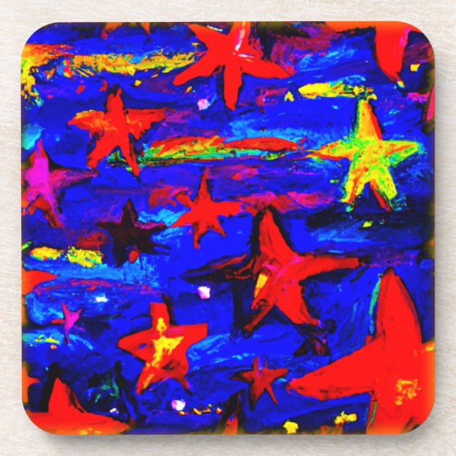 Posavasos Red Colorful Stars. Buy Now (Frente)
