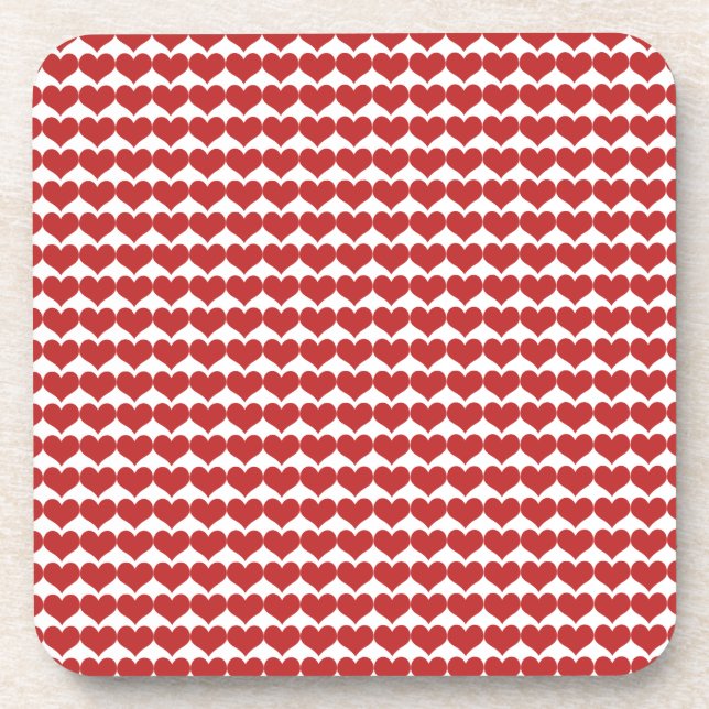 Posavasos Red Cute Hearts Pattern Coaster Set (Frente)