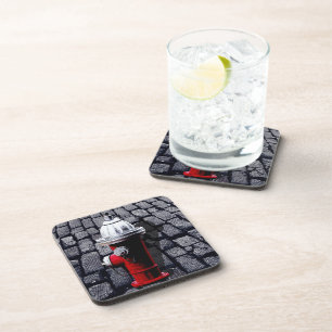 Posavasos Red Fire Hydrant New York City Coaster Set