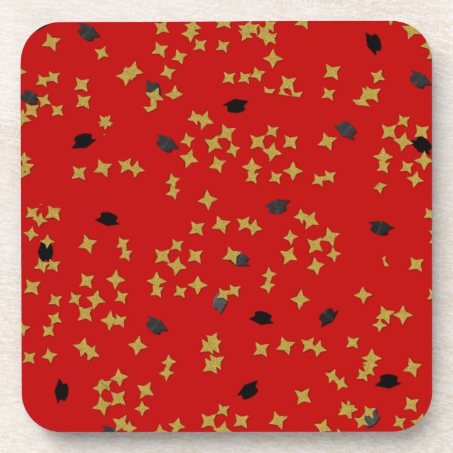 Posavasos Red Graduation Confetti (Frente)