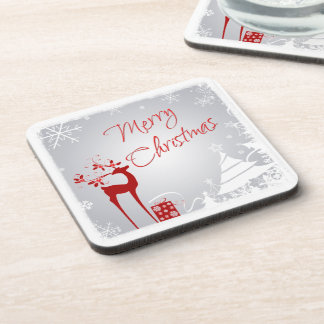 Posavasos Red, Gray Merry Christmas Coaster Set (6)