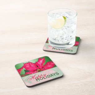 Posavasos Red Green Poinsettia Coaster Set (6)