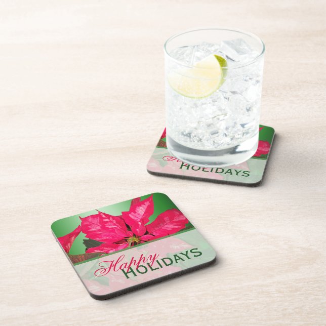 Posavasos Red Green Poinsettia Coaster Set (6) (Lado Derecho)