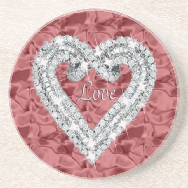 Posavasos Red Love Diamond Heart Coaster (Frente)