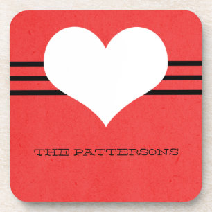 Posavasos Red Modern Heart Coaster Set