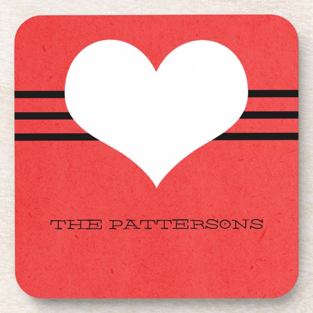 Posavasos Red Modern Heart Coaster Set (Frente)