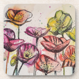 Posavasos Red Pink Purple Poppy Flowers Poppies Floral
