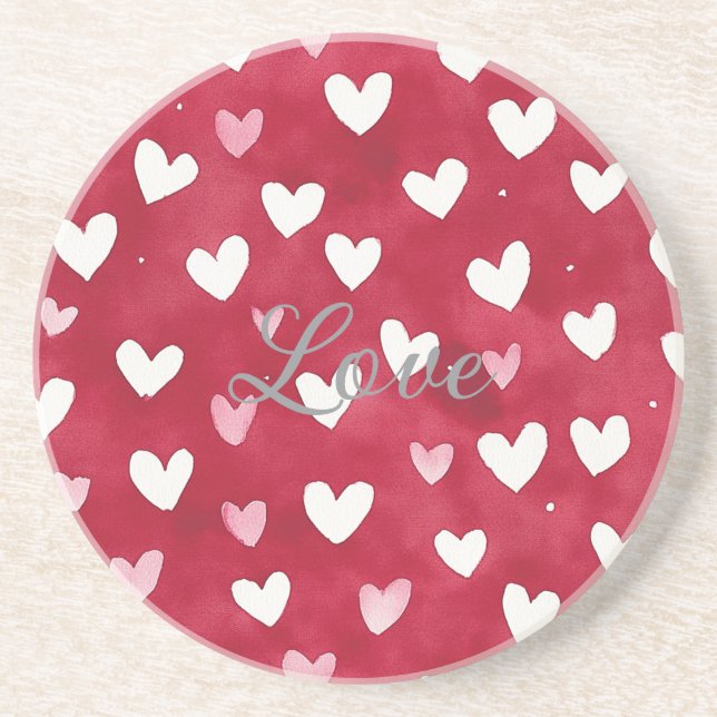 Posavasos Red Pink White Hearts (Frente)