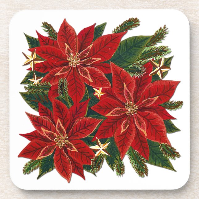 Posavasos Red Poinsettia Coaster Set (Frente)
