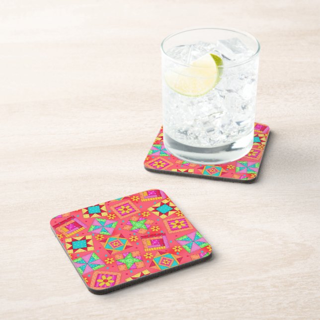 Posavasos Red QuilBlock Art Coaster (Lado Derecho)