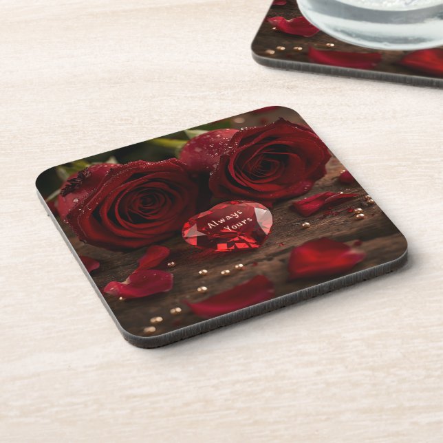 Posavasos Red Rose Romantic Valentine Aesthetic (Lado Izquierdo)