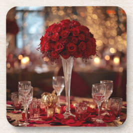 Posavasos Red Rose Valentine Romantic Aesthetic Coaster Set