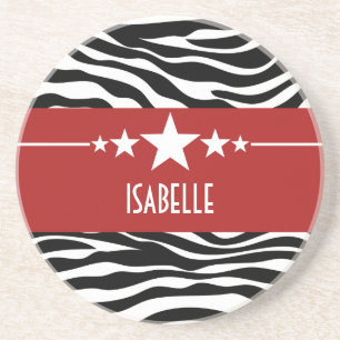 Posavasos Red Sassy Star Zebra Coaster