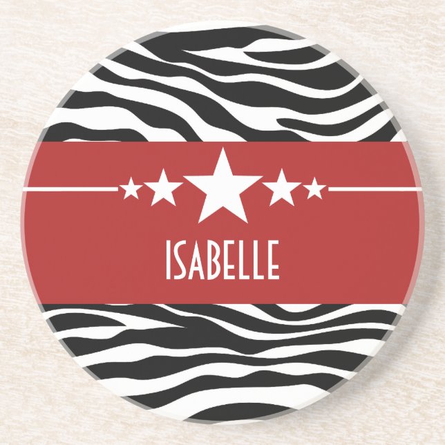 Posavasos Red Sassy Star Zebra Coaster (Frente)