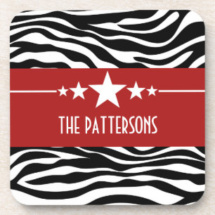 Posavasos Red Sassy Star Zebra Coaster Set
