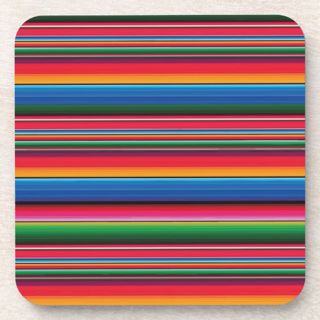 Posavasos Red Serape Saltillo manta tradicional mexicana Fl (Frente)