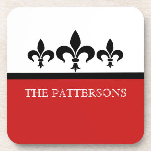 Posavasos Red Swanky Fleur De Lis Coaster Set