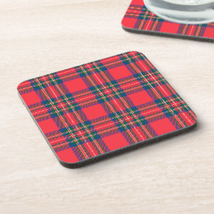 Posavasos Red Tartan Plaid Navidades Holiday Classic Fun