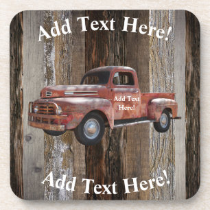 Posavasos Red Truck Barn Board Vintage Wood Rustic Wood
