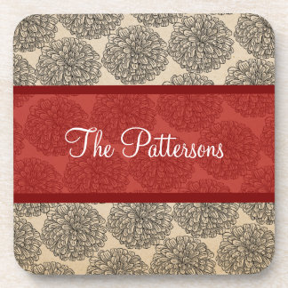 Posavasos Red Vintage Zinnia Coaster Set