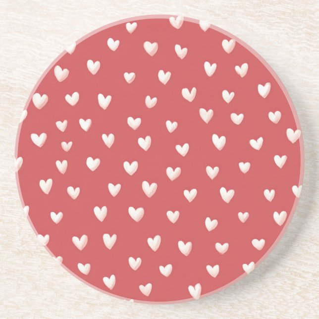 Posavasos Red White Hearts Valentine's Day (Frente)